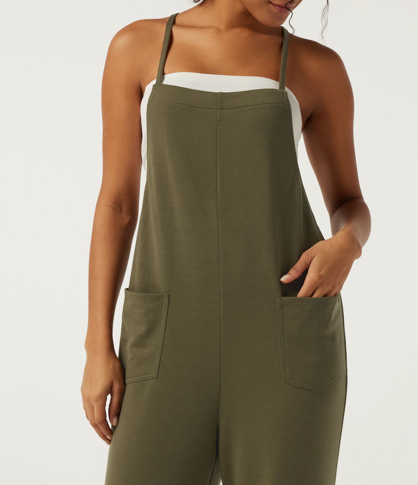 Square Neck Crisscross Straight Leg Casual Overalls with Pockets