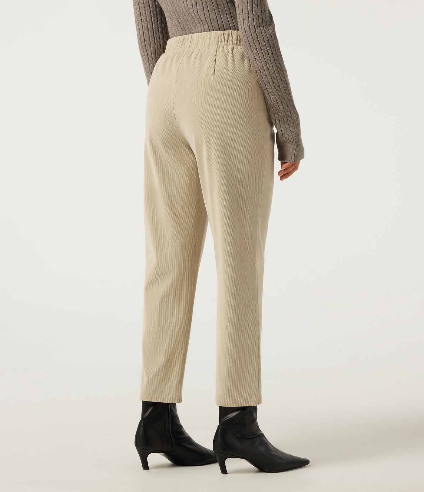 High Waisted Tapered Casual Corduroy Pants with Pockets
