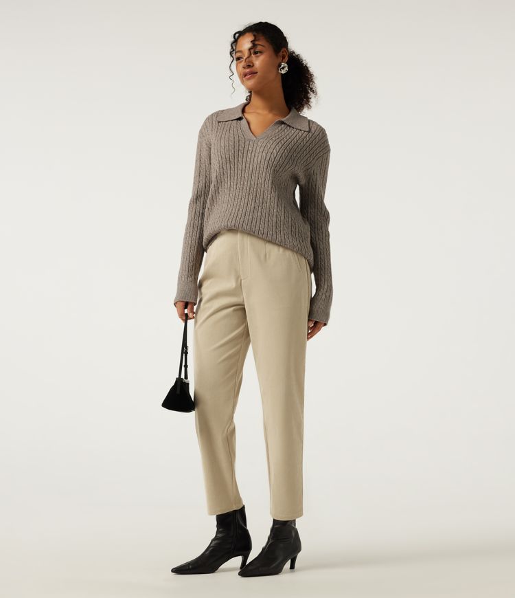 High Waisted Tapered Casual Corduroy Pants with Pockets