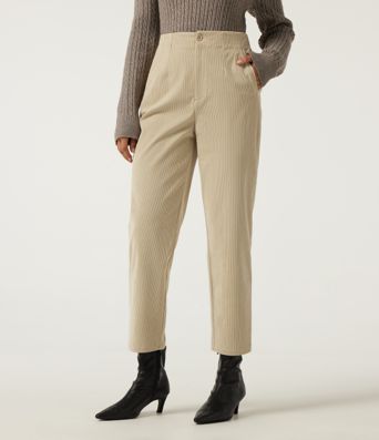 High Waisted Tapered Casual Corduroy Pants with Pockets