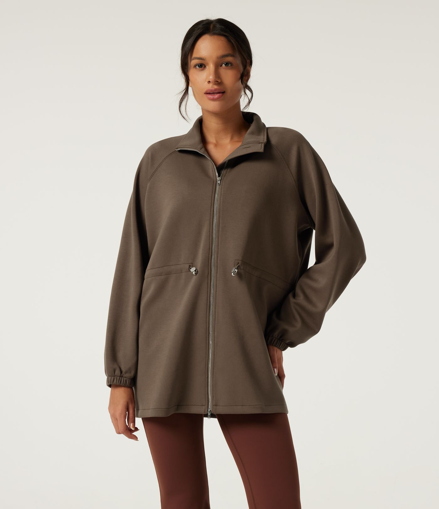 Veste de travail à col montant, manches longues et cordon de serrage
