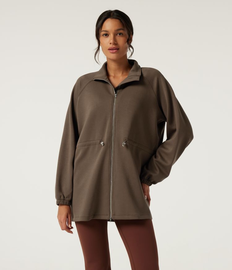 Veste de travail à col montant, manches longues et cordon de serrage