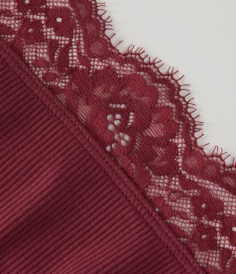 Ribbed Knit Off Shoulder Long Sleeve Contrast Lace Casual Top