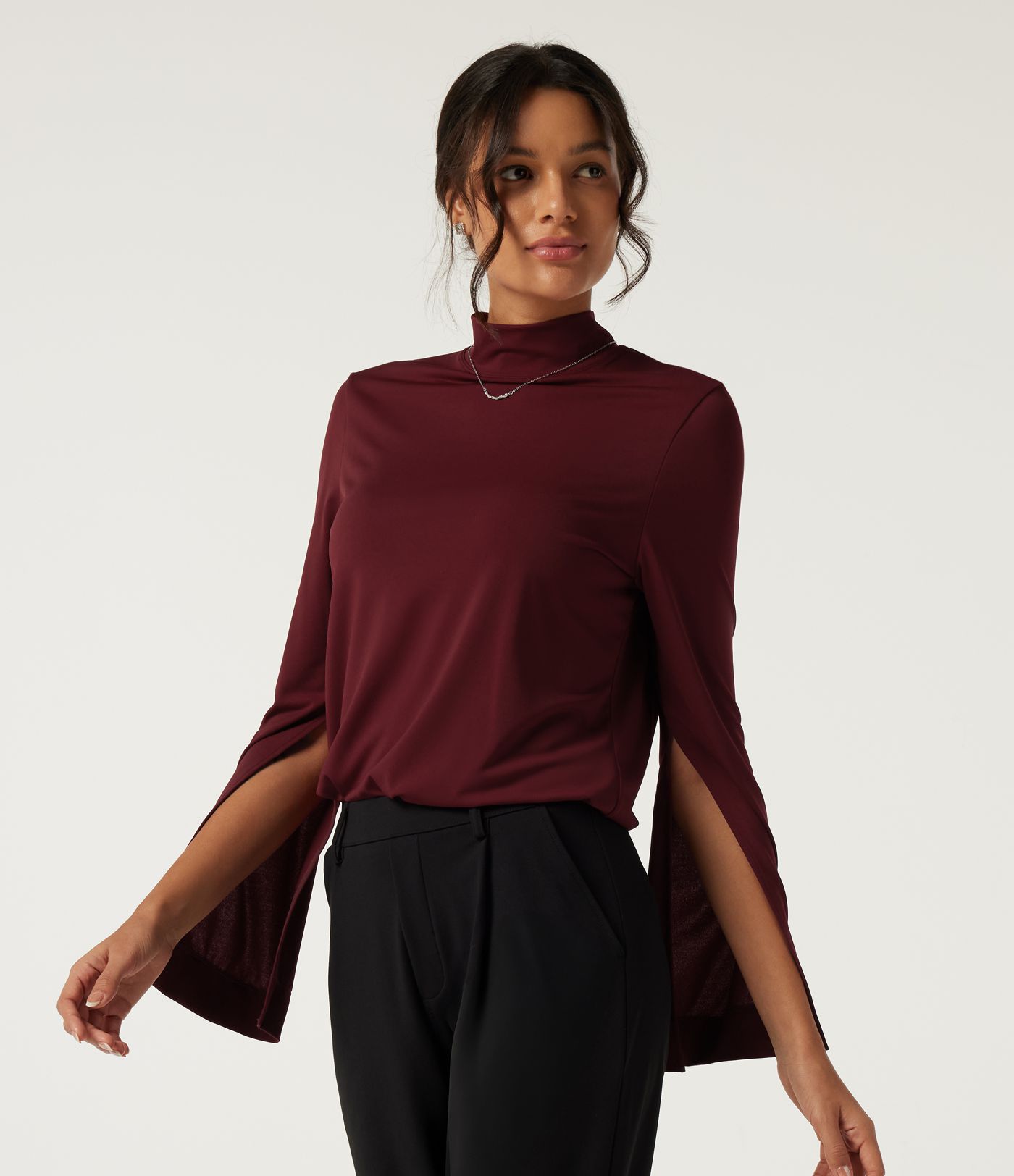 Mock Neck Long Sleeve Work Top