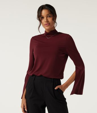 Mock Neck Long Sleeve Work Top