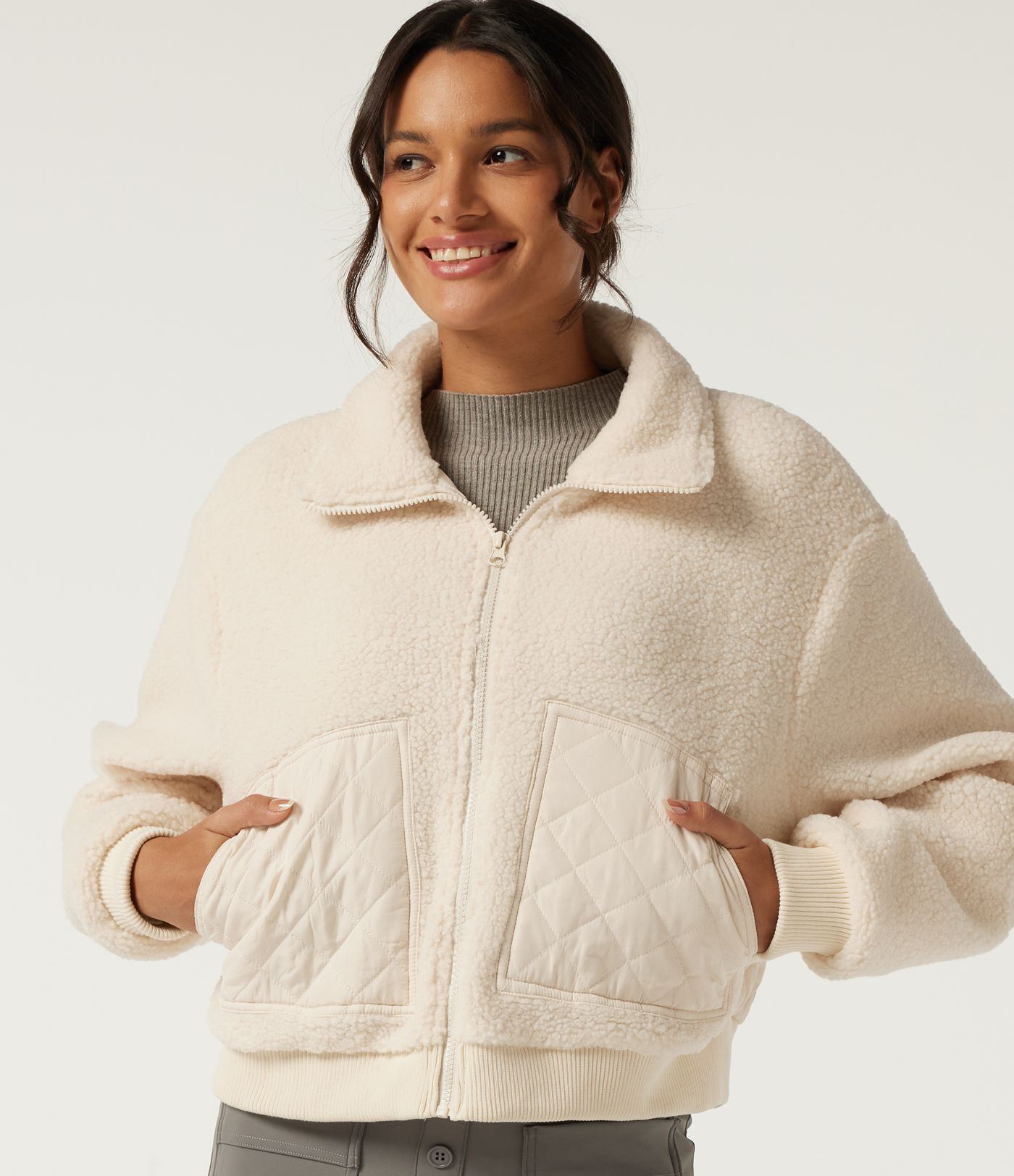 Lapel Long Sleeve Casual Sherpa Jacket with Pockets Lapel Long Sleeve Casual Sherpa Jacket with Pockets