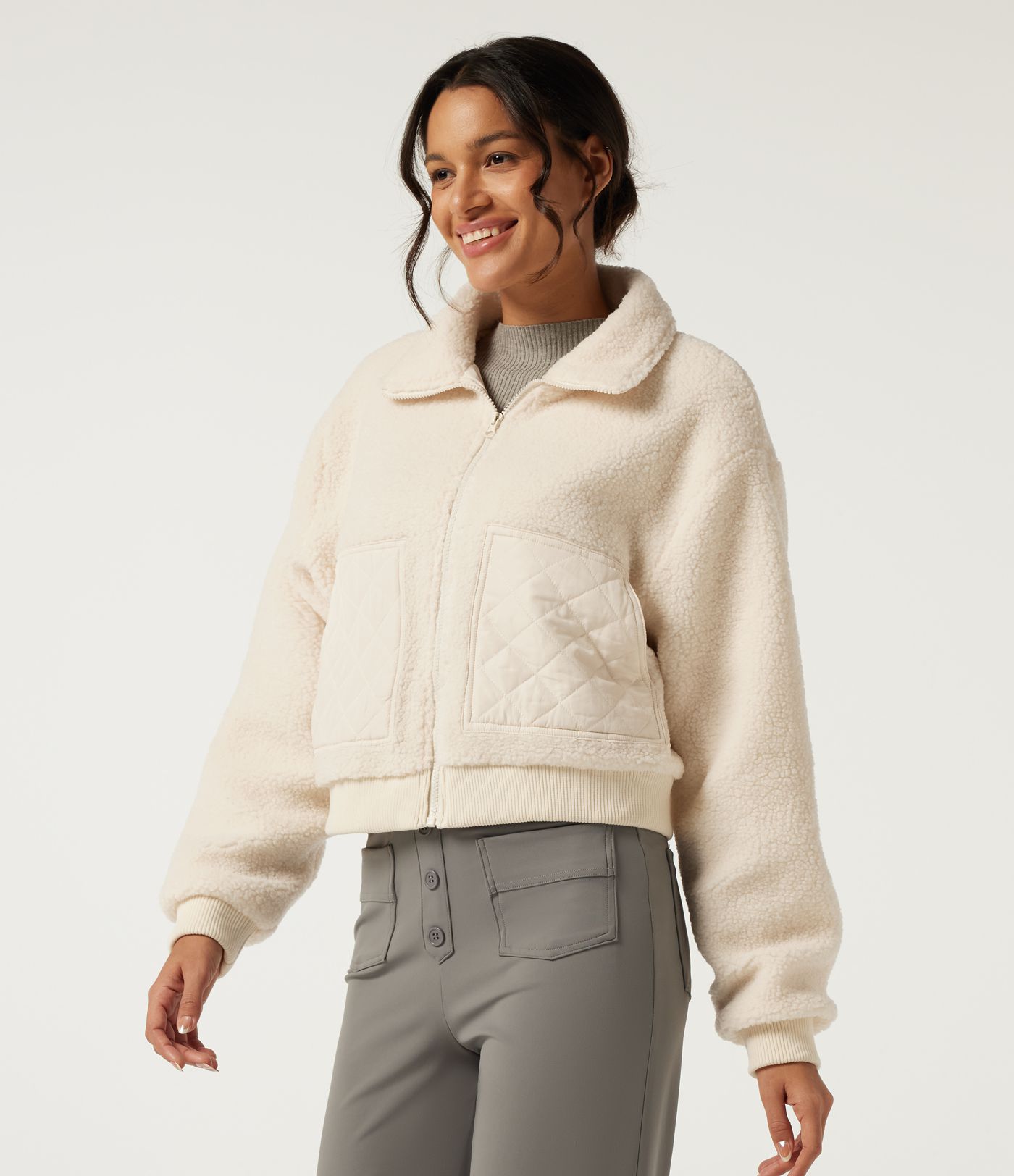 Lapel Long Sleeve Casual Sherpa Jacket with Pockets Lapel Long Sleeve Casual Sherpa Jacket with Pockets