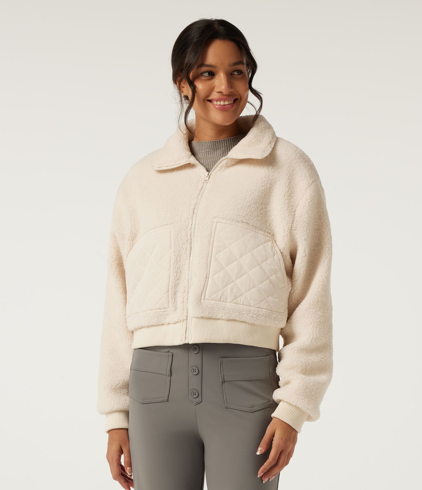 Lapel Long Sleeve Casual Sherpa Jacket with Pockets Lapel Long Sleeve Casual Sherpa Jacket with Pockets