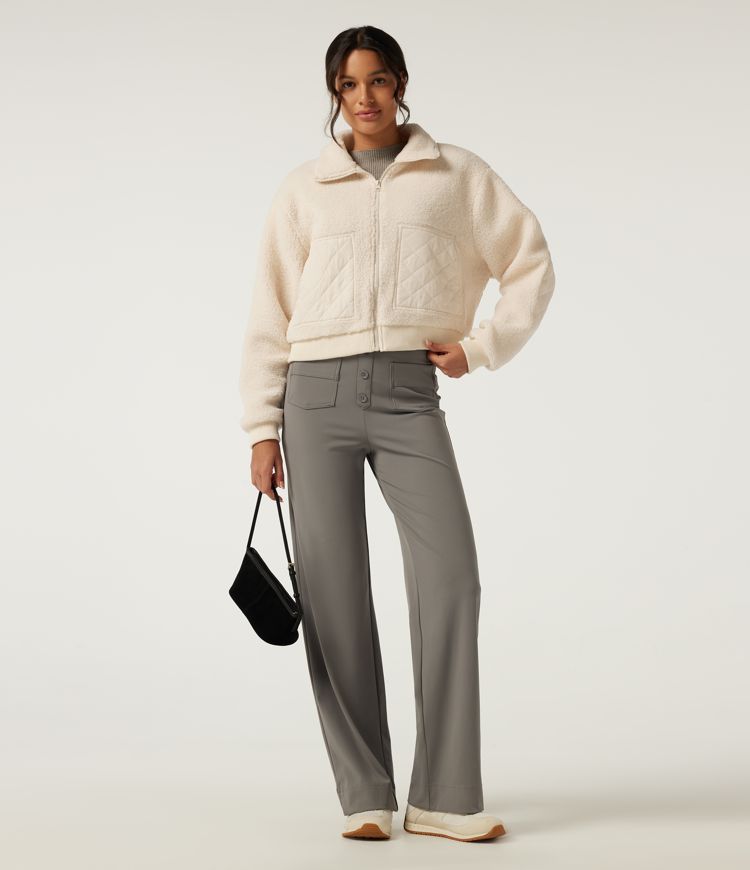 Lapel Long Sleeve Casual Sherpa Jacket with Pockets Lapel Long Sleeve Casual Sherpa Jacket with Pockets