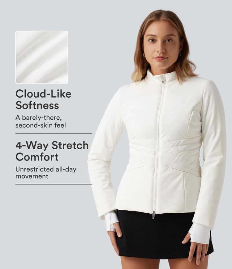 PuffFlex Long Sleeve Double Zipper Casual Padded Jacket with Pockets PuffFlex Long Sleeve Double Zipper Casual Padded Jacket with Pockets