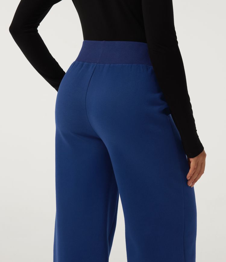 High Waisted Drawstring Wide Leg Cotton Casual Sweatpants with Pockets