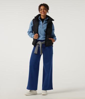 High Waisted Drawstring Wide Leg Cotton Casual Sweatpants with Pockets