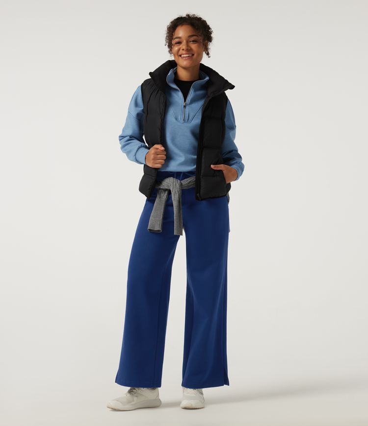 High Waisted Drawstring Wide Leg Cotton Casual Sweatpants with Pockets