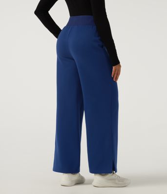 High Waisted Drawstring Wide Leg Cotton Casual Sweatpants with Pockets