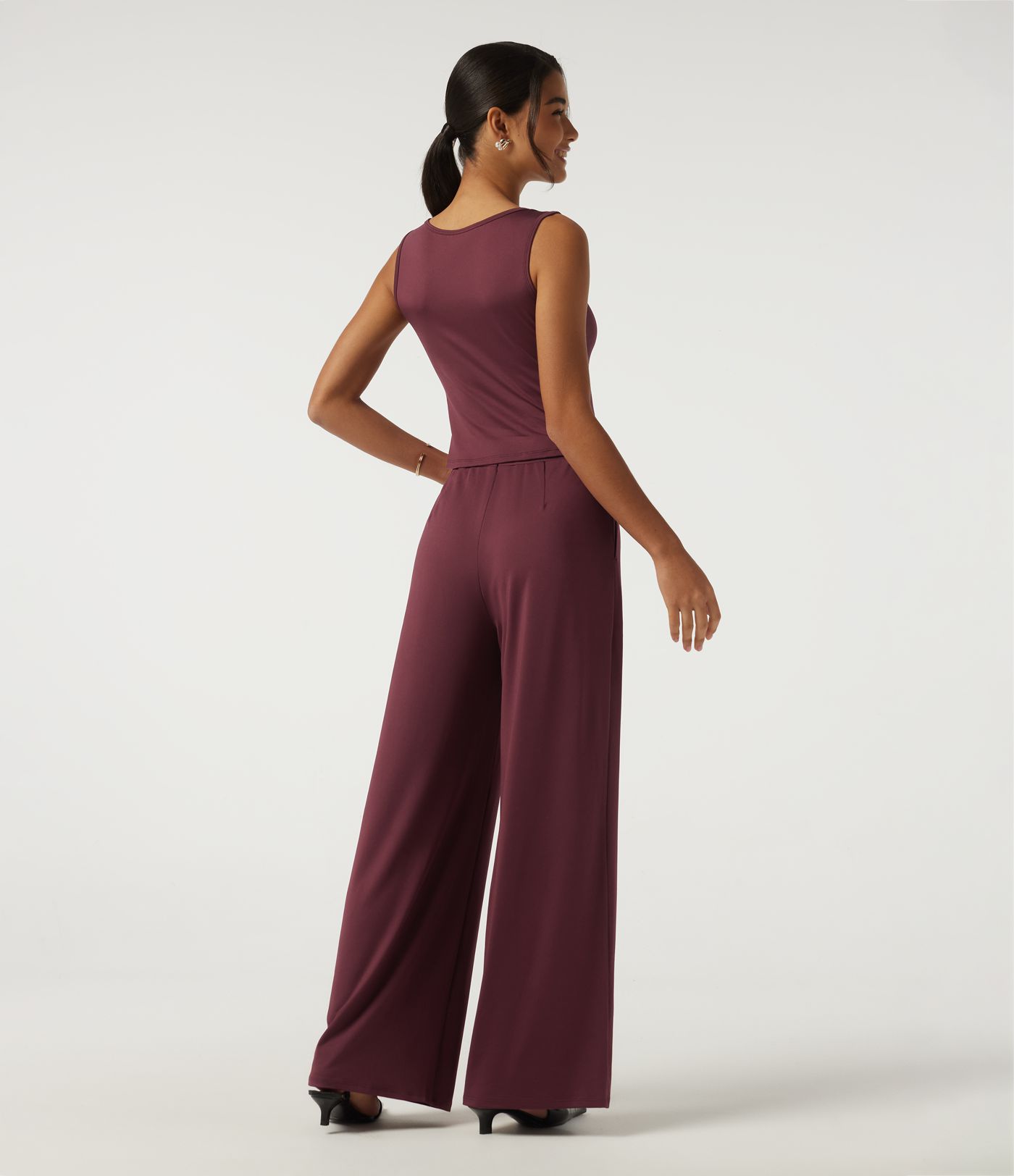 Round Neck Sleeveless Slim Wide Leg Asymmetric Party Jumpsuits with Pockets -Easy Peezy Edition
