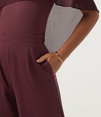 Round Neck Sleeveless Slim Wide Leg Asymmetric Party Jumpsuits with Pockets -Easy Peezy Edition