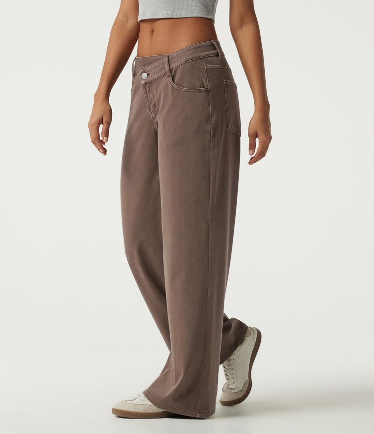 Halara Flex™ Low Rise Asymmetric Wide Leg Colorful Casual Jeans with Pockets