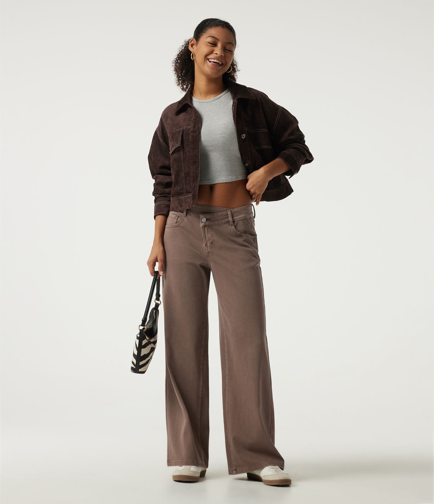Halara Flex™ Low Rise Asymmetric Wide Leg Colorful Casual Jeans with Pockets