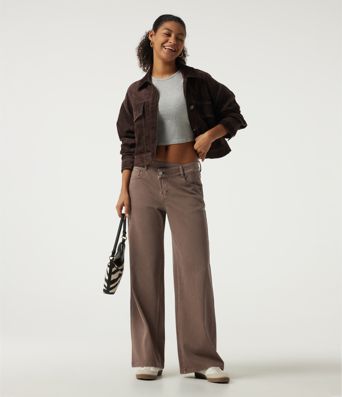 Halara Flex™ Low Rise Asymmetric Wide Leg Colorful Casual Jeans with Pockets