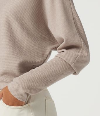 Ribbed High Neck Batwing Long Sleeve Casual Top
