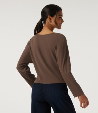 Boat Neck Long Sleeve Casual Top