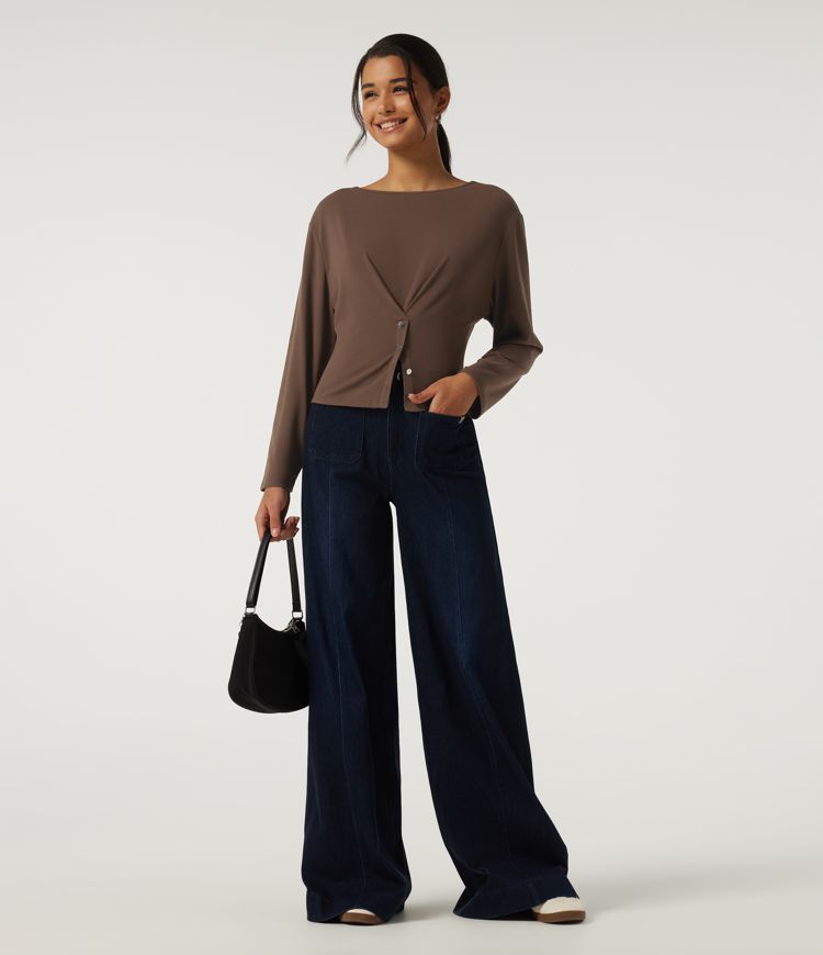 Boat Neck Long Sleeve Casual Top