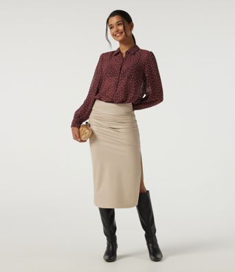 Chemisier en chiffon à pois, à manches longues, style décontracté