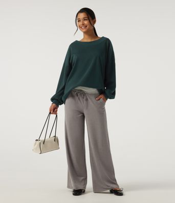 Round Neck Long Sleeve Fleece Casual Sweatshirt