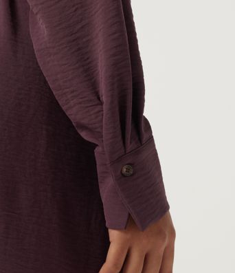 Lapel Long Sleeve Linen-Feel Casual Midi Dress with Pockets