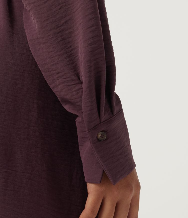 Lapel Long Sleeve Linen-Feel Casual Midi Dress with Pockets