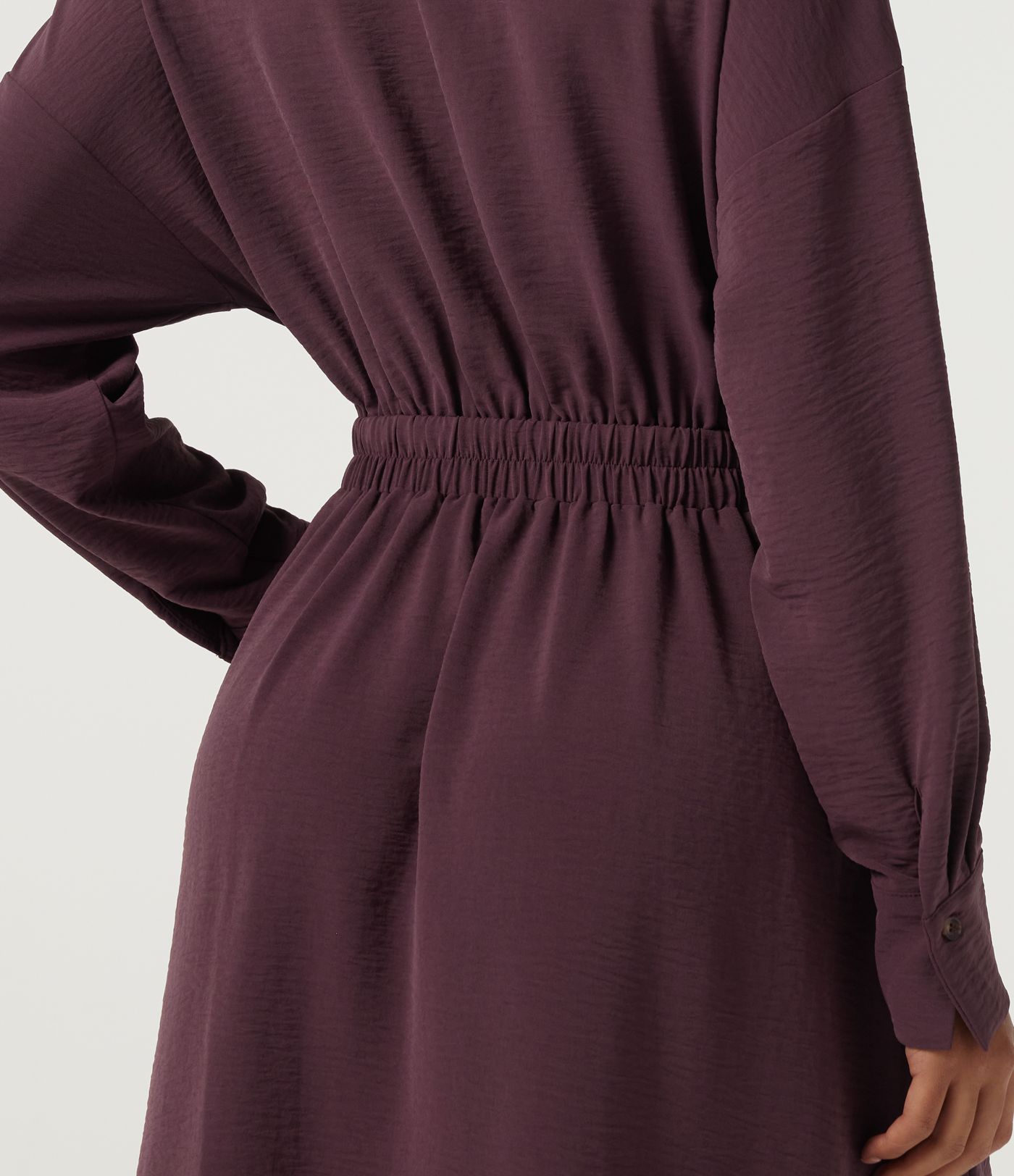 Lapel Long Sleeve Linen-Feel Casual Midi Dress with Pockets