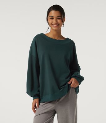 Round Neck Long Sleeve Fleece Casual Sweatshirt