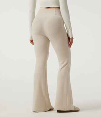 High Waisted Crossover Flare Corduroy Casual Pants with Pockets