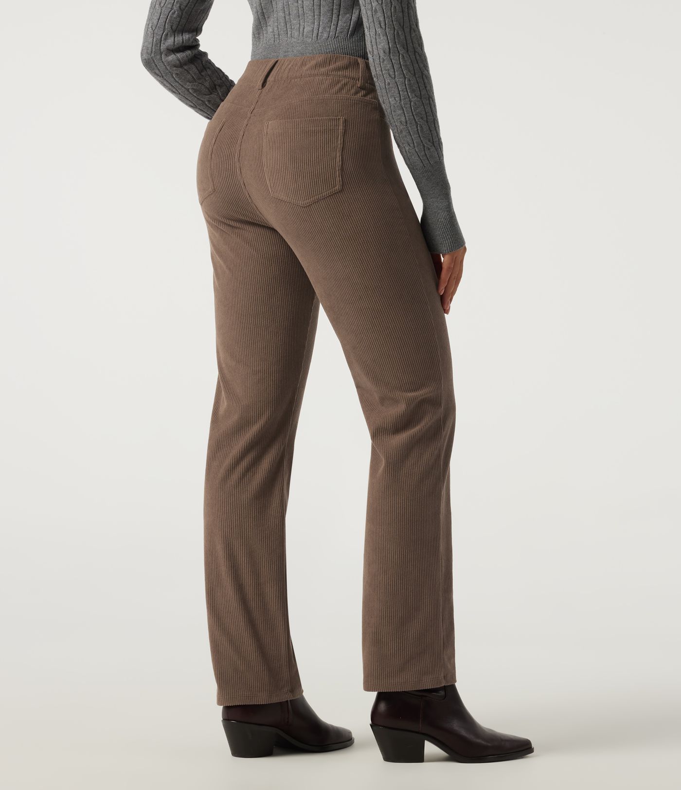 High Waisted Straight Leg Work Corduroy Pants with Pockets
