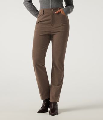 High Waisted Straight Leg Work Corduroy Pants with Pockets