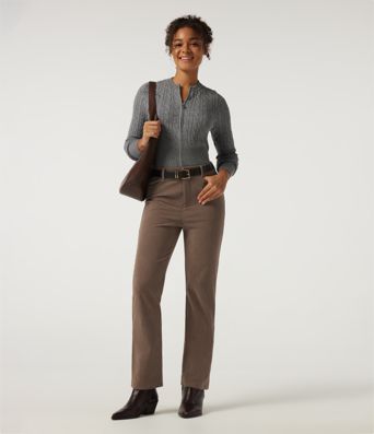 High Waisted Straight Leg Work Corduroy Pants with Pockets