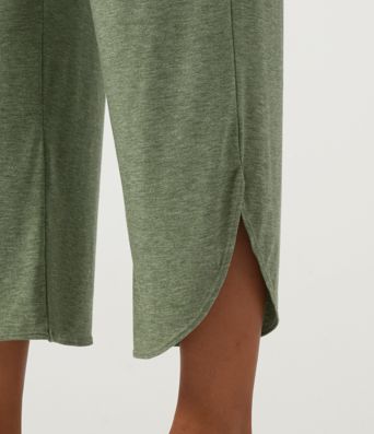 High Waisted Wide Leg Curved Hem Casual Maternity Pants with Pockets