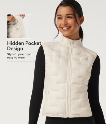 High Neck Sleeveless Quilted Casual Down Vest with Pockets