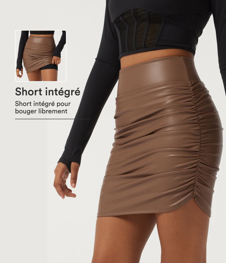 Jupe-short bodycon polaire taille haute avec short intégré