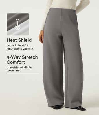 Mid Rise Barrel Leg Fleece Work Pants with Pockets