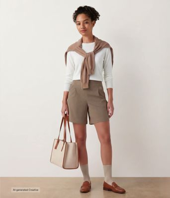 DayStretch High Waisted Work Baggy Bermuda Shorts 7'' with Pockets DayStretch High Waisted Work Baggy Bermuda Shorts 7'' with Pockets