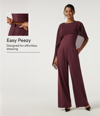 Round Neck Sleeveless Slim Wide Leg Asymmetric Party Jumpsuits with Pockets -Easy Peezy Edition