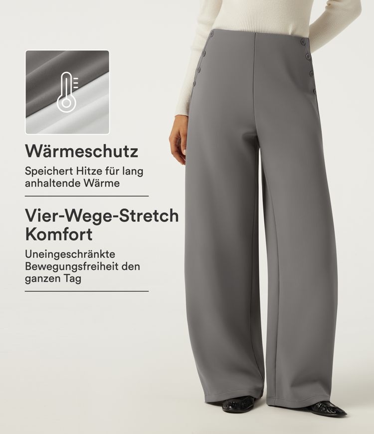 Silent Storm Fleece-Bürohose mit mittelhohem Bund, Seitentaschen und geschwungenem Bein / 1
