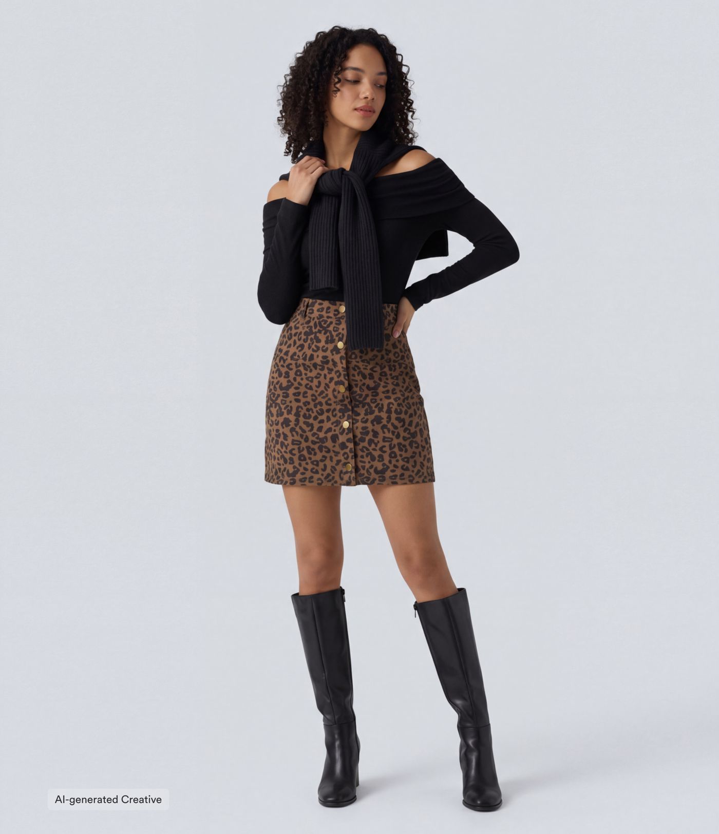 Mini-jupe décontractée 2-en-1 taille haute à imprimé léopard avec poche — longueur allongée Mini-jupe décontractée 2-en-1 taille haute à imprimé léopard avec poche — longueur allongée