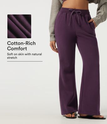 High Waisted Drawstring Baggy Fleece Casual Cotton Sweatpants with Pockets High Waisted Drawstring Baggy Fleece Casual Cotton Sweatpants with Pockets