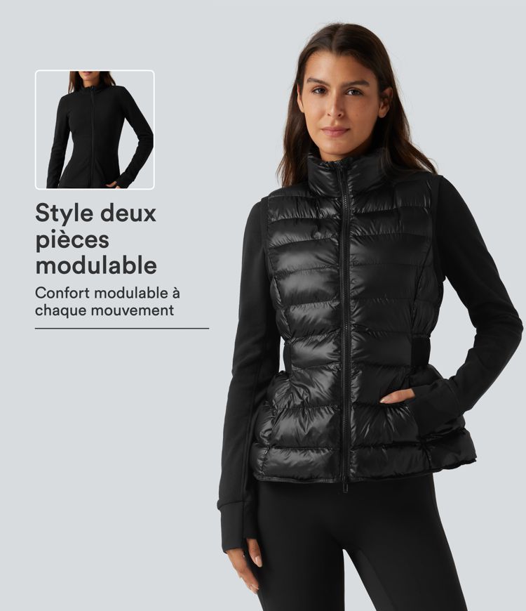 Ensemble de sport 2 pièces : doudoune sans manches et veste avec poches