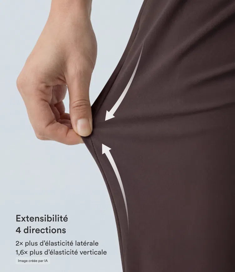 Chocolate Torte Halara Flex™ Pantalon Tailleur Évasé à Taille Haute Sculptant la Silhouette avec Poches Latérales Micro Waffle / 2