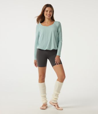 SoftlyZero™ Airy Diamond Collar Long Sleeve Cut Out Back Yoga Sports Top with Built-in Bra