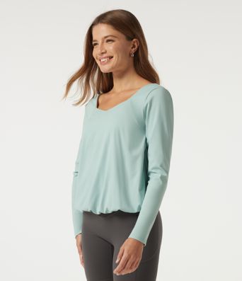 SoftlyZero™ Airy Diamond Collar Long Sleeve Cut Out Back Yoga Sports Top with Built-in Bra