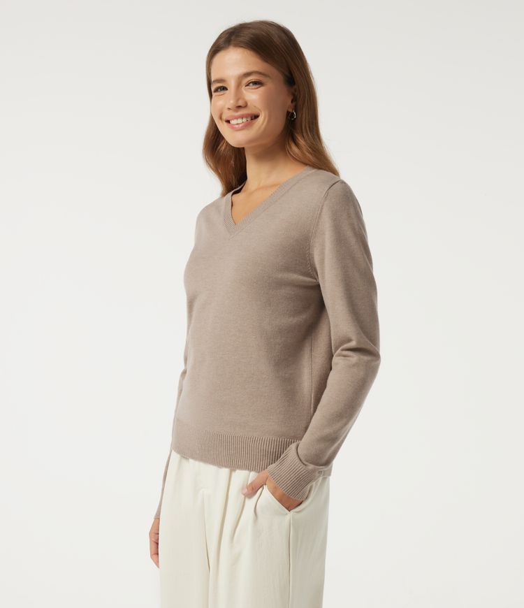 V Neck Long Sleeve Work Sweater